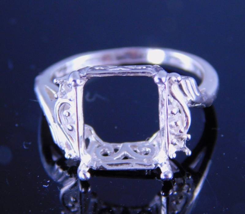 6225 Sterling Silber Ring-Einstellung, 3 Stein, 10 Mm Quadrat & 2 - 1, 5 Rund Edelstein, Größe 7, 5 [Kostenloser Versand Und Größe] von moosecryjewelry