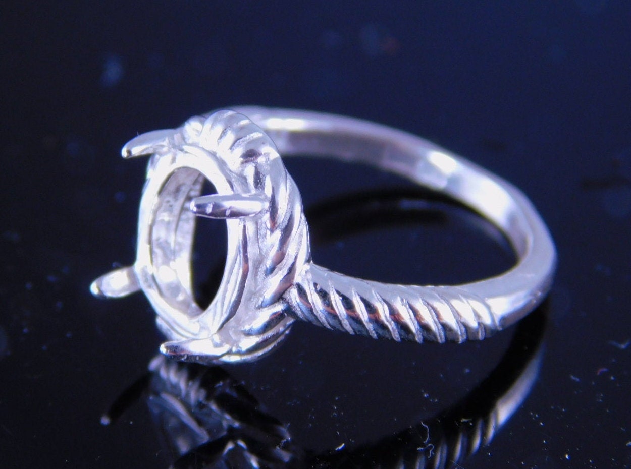 6228 Sterling Silber Ringfassung, 10x8 Mm Oval Oder Cabochon Edelstein, Größe 5.25 [Versandkostenfrei Und Größenlos] von moosecryjewelry