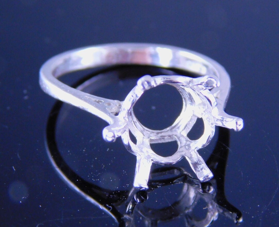 6233 Sterling Silber Ring Einstellung, 10 Mm Runde Facettierten Edelstein, Größe 7, 25 [Kostenloser Versand Und Dimensionierung] von moosecryjewelry