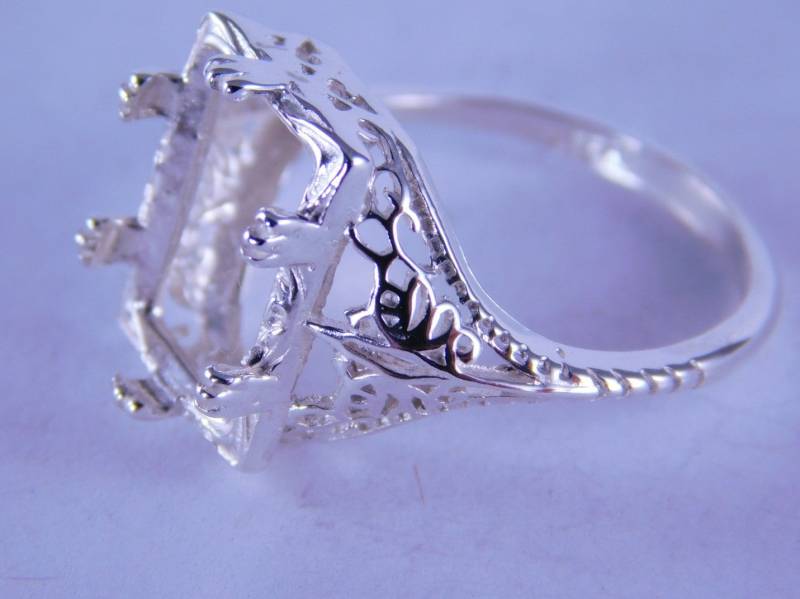 6267 Sterling Silber Fassung, 14 X 10 Smaragd Geschliffene Stein, Größe 9, Gratis Größe & Versand von moosecryjewelry