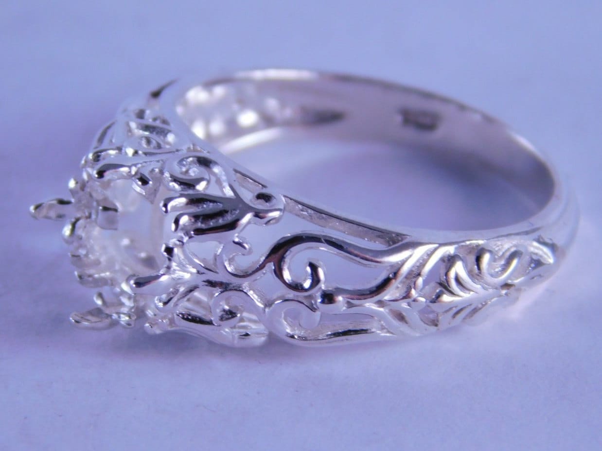6281 Sterling Silber Filigrane Ring Einstellung, 7 Mm Quadrat Facettierten Edelstein, Größe 8 [Kostenloser Versand Und Dimensionierung] von moosecryjewelry