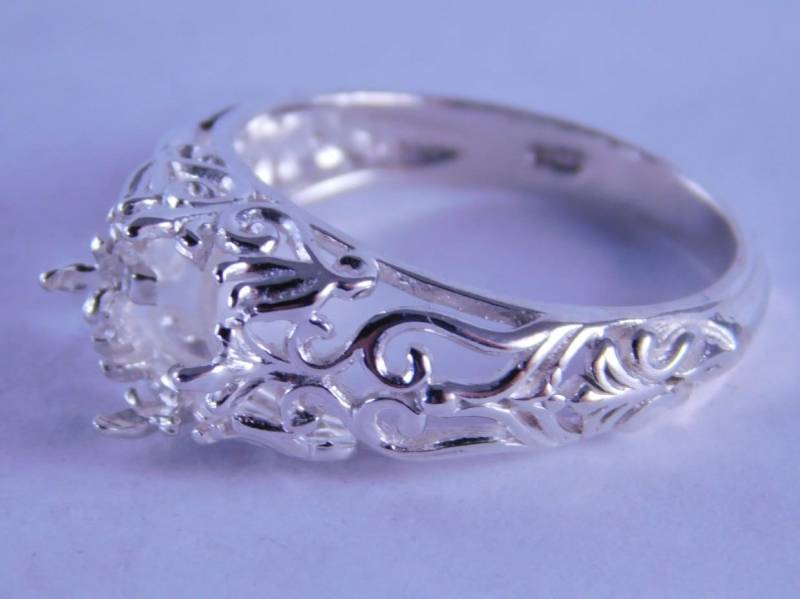 6281 Sterling Silber Filigrane Ring Einstellung, 7 Mm Quadrat Facettierten Edelstein, Größe 8 [Kostenloser Versand Und Dimensionierung] von moosecryjewelry