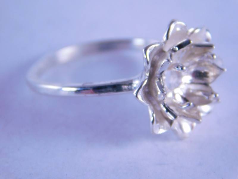 6296 Sterling Silber Ring Einstellung, 8 Mm Runde Blume, Größe 9 von moosecryjewelry