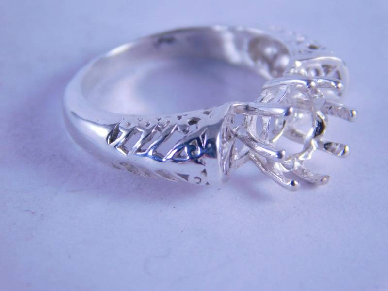 6297 Sterling Silber Ring Einstellung, 8 Mm Runde Stein, Größe 6, 5 von moosecryjewelry