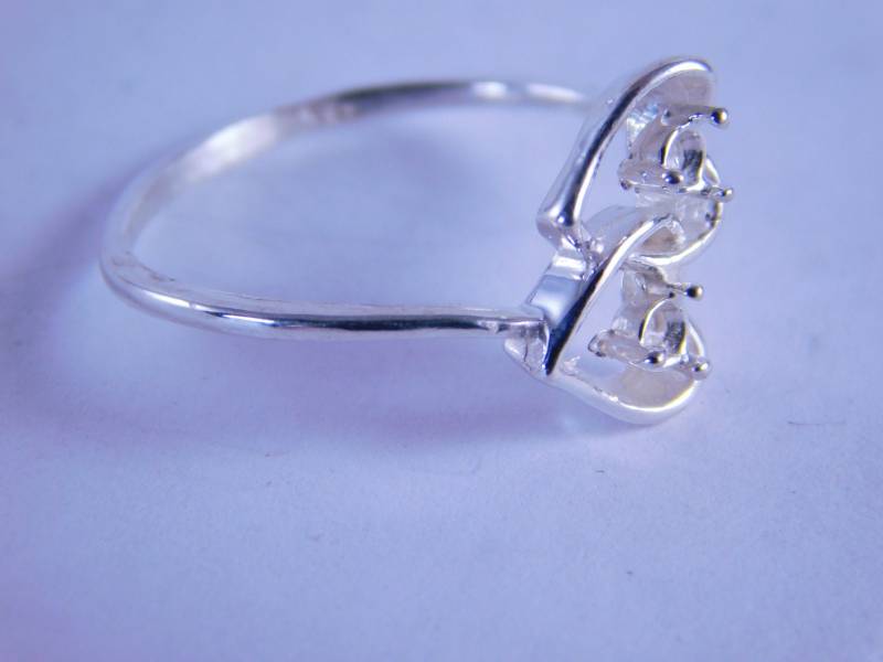 6314 Sterling Silber Doppel Herz Ring Einstellung, 2-2, 5 Mm Runde Steine, Größe 7, 25 von moosecryjewelry