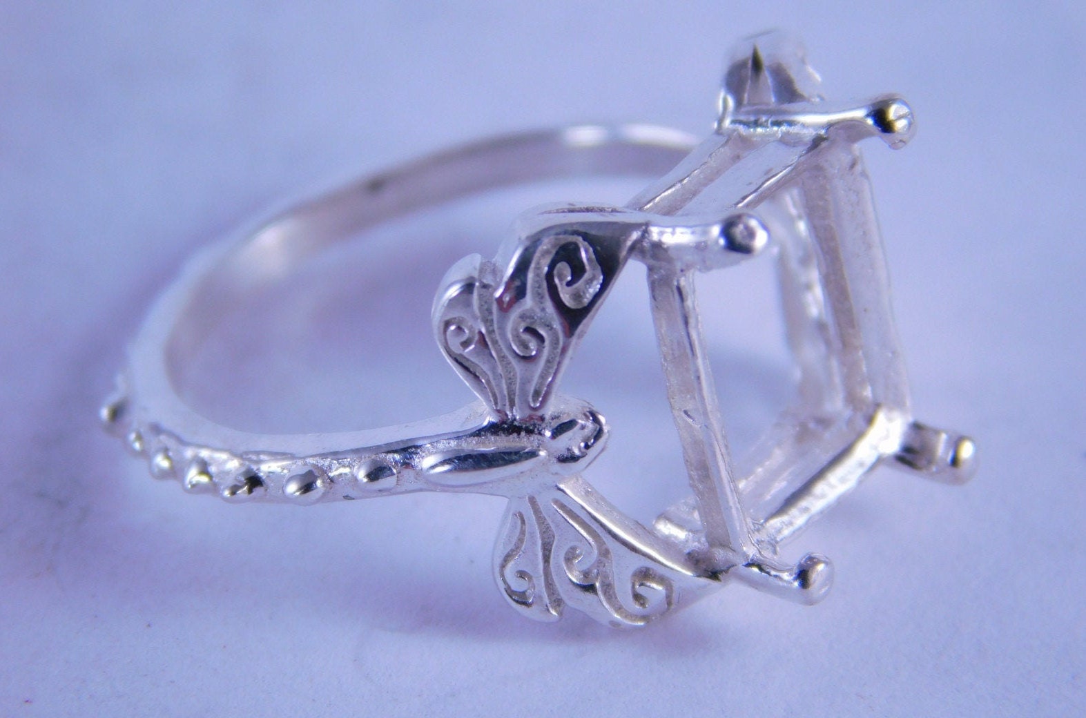 6315 Sterling Silber Ring Einstellung, 10 X 8 Mm Smaragd Geschnitten Facettierten Edelstein, Größe 7 [Kostenloser Versand Und Größe] von moosecryjewelry