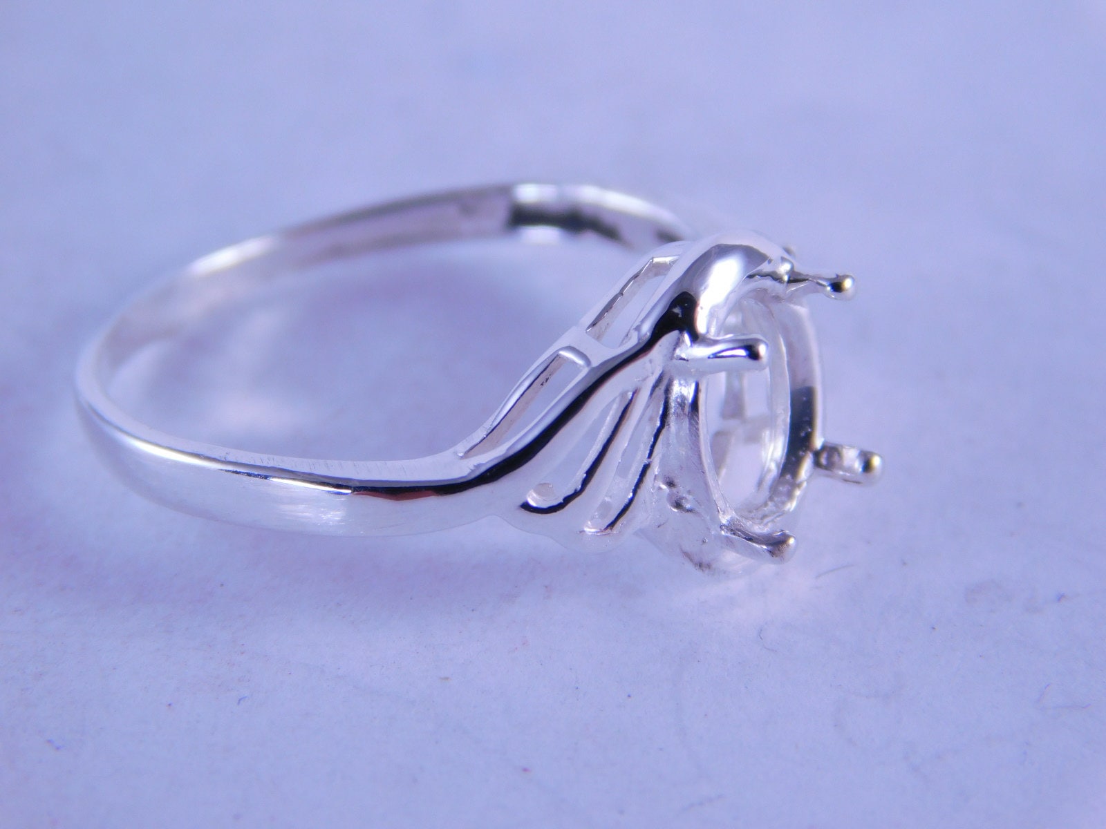 6324 Sterling Silber Ring Einstellung 8 X 6 Mm Ovalen Stein, Größe 7, 5, [Kostenlose Und Kostenloser Versand] von moosecryjewelry