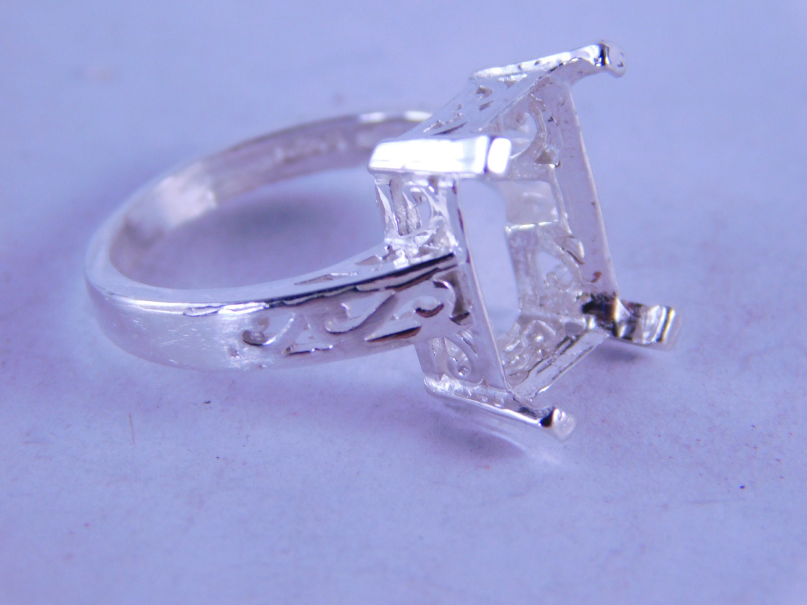 6328 Sterling Silber Ring Einstellung, 14 X 10 Mm Smaragd Geschnitten Stein, Größe 7 [Kostenlose Und Kostenloser Versand] von moosecryjewelry