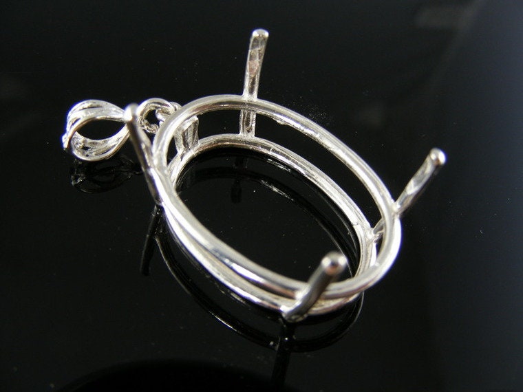 P65 Sterling Silber Anhänger Einstellung, 25 X 20 Mm Ovalen Edelstein, Kostenlose Größe Und Versand von moosecryjewelry