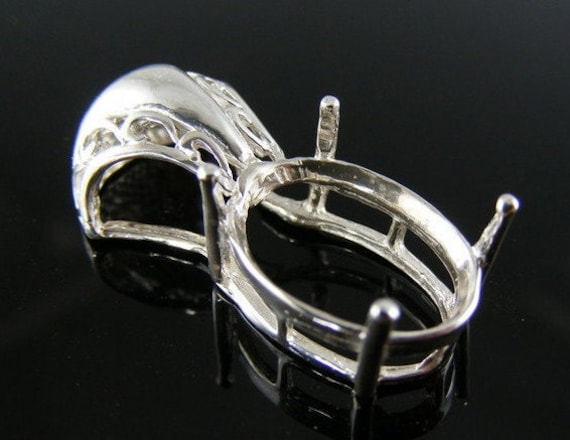 P70 Sterling Silber Anhänger, 14x12 Mm Oval Edelstein [Versandkostenfrei] von moosecryjewelry