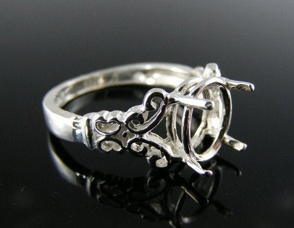 R82 Sterling Silber Ring Einstellung, 9 X 7 Mm Oval Facettierten Edelstein, Größe [Kostenloser Versand Und Größe] von moosecryjewelry