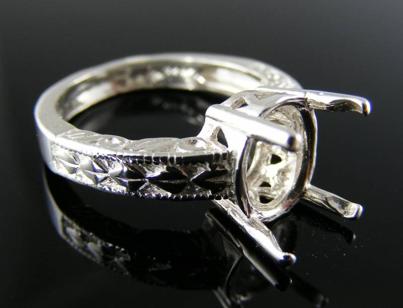 R90 Sterling Silber Ring Einstellung, 11x9 Mm Oval Facettiert Stein, Größe 6.25 [Kostenloser Versand Und Größe] von moosecryjewelry