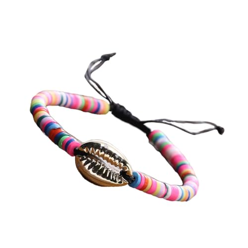 mophrati 1 Set Geflochtene Armbänder Harz Bohemian Strang Shell Armband Buntes Mode Accessoire Damen Accessoires für das tägliche Kleid, Buntes Gold von mophrati