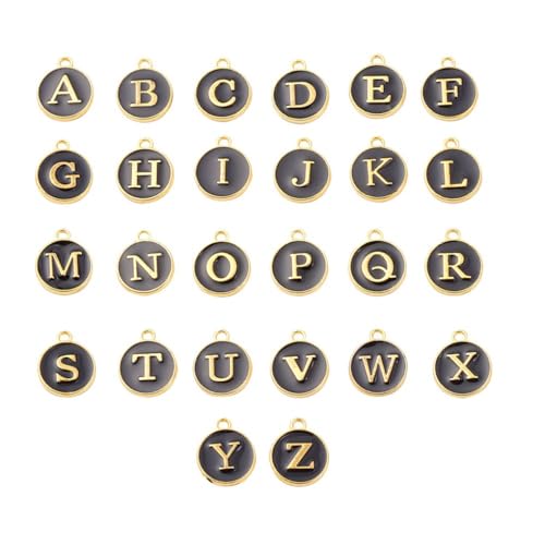 mophrati 26 Stück Anfangsbuchstaben Charms Schmuckzubehör hängende Anhänger doppelseitig flach rund Legierung Charm Crafting mit, Schwarz mophrati 26 Stück Anfangsbuchstaben Charms Schmuckzubehör hängende Anhänger doppelseitig flach rund Legierung Charm Crafting mit, Schwarz von mophrati