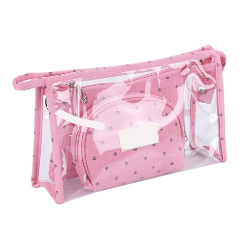 mophrati 3 teilige Kosmetiktasche, tragbar, wasserdicht, Organisation, Badezimmer, Make up Tasche, wiederverwendbar, Kleinigkeiten, Wasch Organizer Behälter, Rosenrot von mophrati