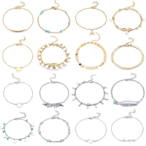 mophrati Fußkettchen Muschel Reisperlen Fußkettchen Langlebig Körperschmuck Bequeme Mädchen Fußkettchen für die Dekoration von Kleidern, Geben Sie 5 EIN von mophrati