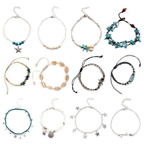 mophrati Fußkettchen Muschel Reisperlen Fußkettchen Langlebig Körperschmuck Bequeme Mädchen Fußkettchen für die Dekoration von Kleidern, Typ 1 von mophrati