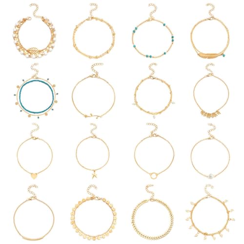 mophrati Fußkettchen Muschel Reisperlen Fußkettchen Langlebig Körperschmuck Bequeme Mädchen Fußkettchen für die Dekoration von Kleidern, Typ 3 von mophrati