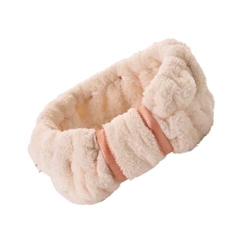 mophrati Haarbänder Bowknot Elastic Sweatband Face Wash Coral Fleece Sporting Headbands Styling Zubehör für Spa Make up, Beige von mophrati