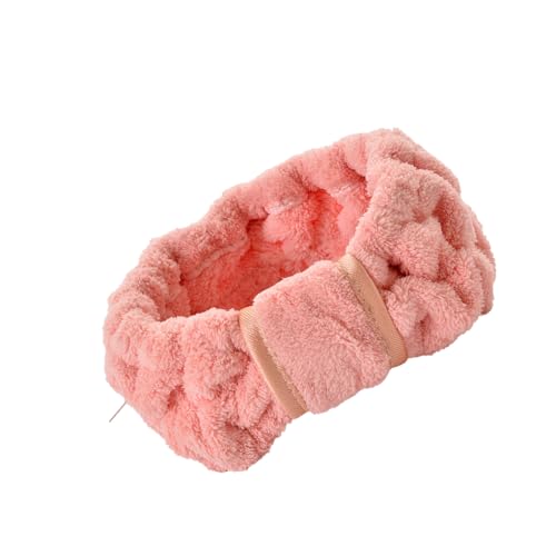 mophrati Haarbänder Bowknot Elastic Sweatband Face Wash Coral Fleece Sporting Headbands Styling Zubehör für Spa Make up, Hellrot von mophrati