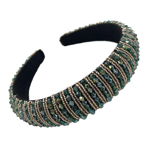 mophrati Haarbänder Perlen Kristall Kopfschmuck Barock Stil Verschluss Mode Stirnbänder Kopfbedeckung für Frauen Mädchen Hochzeit Strand, Grün von mophrati