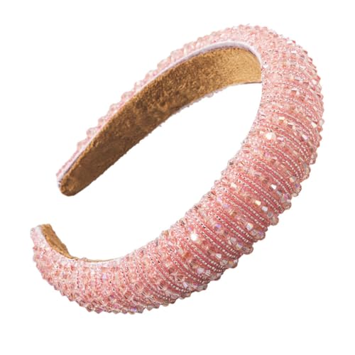 mophrati Haarbänder Perlen Kristall Kopfschmuck Barock Stil Verschluss Mode Stirnbänder Kopfbedeckung für Frauen Mädchen Hochzeit Strand, Rosa von mophrati
