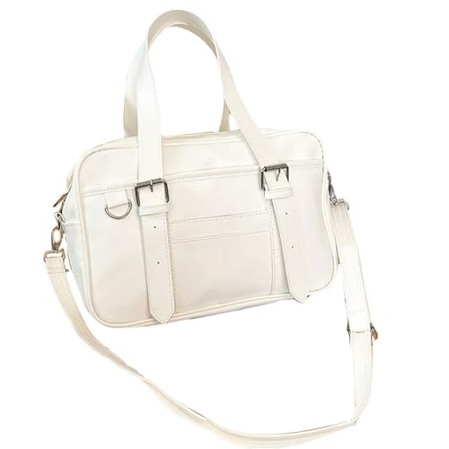 mophrati Japanische Casual Umhängetasche PU Handtasche mit verstellbarem Tragegurt Student Laptop Tasche Rucksack leichte Reise, Weiß mophrati Japanische Casual Umhängetasche PU Handtasche mit verstellbarem Tragegurt Student Laptop Tasche Rucksack leichte Reise, Weiß von mophrati