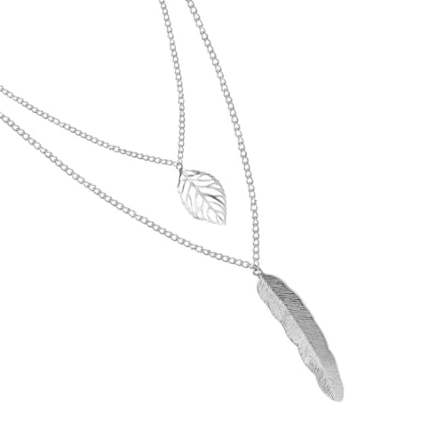 mophrati Layered Halskette Mädchen Layering Anhänger Kreatives charmantes Mode Accessoire Mädchen Halsketten mit einfacher Farbe für Dekor, Silber von mophrati