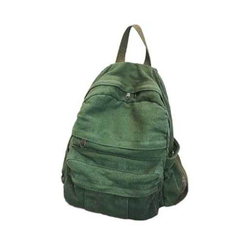 mophrati Mädchen Canvas Rucksack Taschen Reißverschluss Daypack Volltonfarbe Schultasche Causal Shopping Studenten Tragetasche Umhängetasche, Grün von mophrati