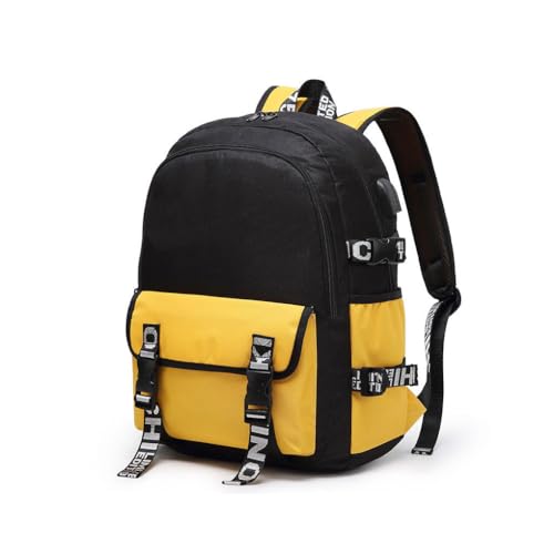 mophrati Mittelschulrucksack mit USB Ladegerät Büro Tablet Computer Tasche Camping Wasserflasche Tagesrucksack Mädchen Jungen, Gelb von mophrati