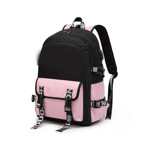 mophrati Mittelschulrucksack mit USB Ladegerät Büro Tablet Computer Tasche Camping Wasserflasche Tagesrucksack Mädchen Jungen, Rosa von mophrati