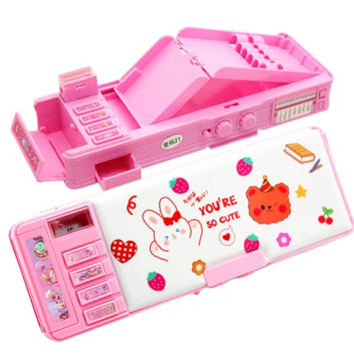 mophrati Multifunktionale Bleistiftbox aus hochwertigem Kunststoff, vielseitig und langlebig, Cartoon Federmäppchen mit Code Lock Bleistift Aufbewahrungstasche von mophrati