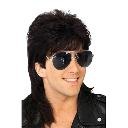 mophrati Realistische Vintage Perücke für Männer, bequeme und langlebige Faser für männliche Halloween Kostüm Perückenabdeckung, Party Perücke, Disco, Schwarz mophrati Realistische Vintage Perücke für Männer, bequeme und langlebige Faser für männliche Halloween Kostüm Perückenabdeckung, Party Perücke, Disco, Schwarz von mophrati