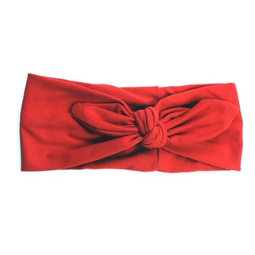 mophrati Stirnband Solid Bow Knot Sports Head Band Wide Softness Geknotete Häschen Kopfbedeckung für Make up Sporting Gym Face Wash, Rot von mophrati