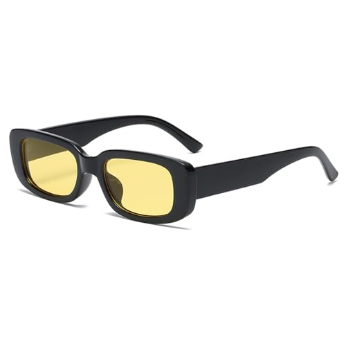 mophrati Vintage Reise Sonnenbrille für Damen, Unisex, UV Schutz, leichter Rahmen, modische Retro Sonnenbrille mit kleinem Rechteck, Schwarzer Rahmenporno von mophrati