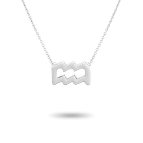 mophrati Zwölf Sternzeichen Zodiac Halskette Ins Jewelry Chain Charm DIY Chic Komfortable zarte Persönlichkeit Anhänger, Wassermann Silber von mophrati
