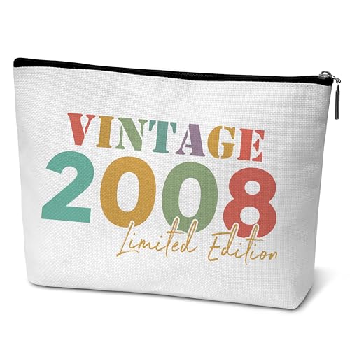 mopiuz Bunte Make-up-Tasche im Vintage-Stil 2008, Geschenk zum 16. Geburtstag für Frauen, 16 Jahre alt, Geburtstagsgeschenk, Make-up-Tasche für Freundin, Schwester, Mutter, Ehefrau, Tante, B33, von mopiuz