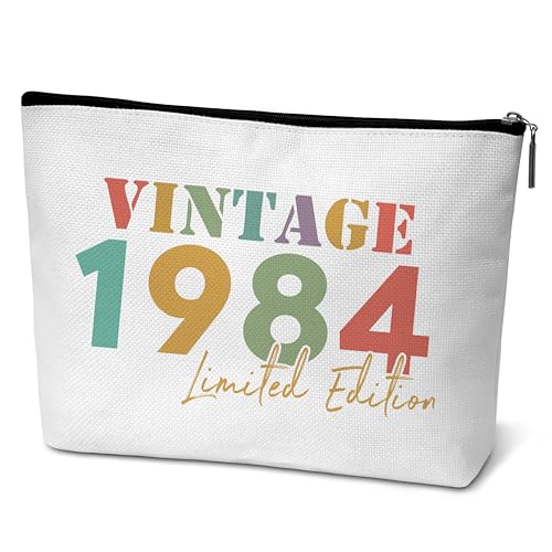 mopiuz Bunte Make-up-Tasche im Vintage-Stil von 1984, Geschenk zum 40. Geburtstag für Frauen, 40 Jahre alte Geburtstagsgeschenke, Make-up-Tasche für Freundin, Schwester, Mutter, Ehefrau, Tante, B37, von mopiuz