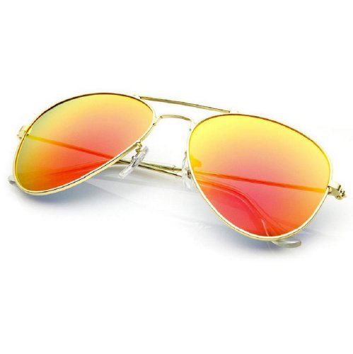 Damen Herren Sonnenbrillen Mode Pilot-Stil Runde Orange Spiegeln Linse Unisex MFAZ Morefaz Ltd von morefaz