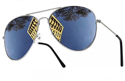 Damen Herren Sonnenbrillen Mode Pilot-Stil Runde Silber Schwarz Linse Unisex MFAZ Morefaz Ltd von morefaz
