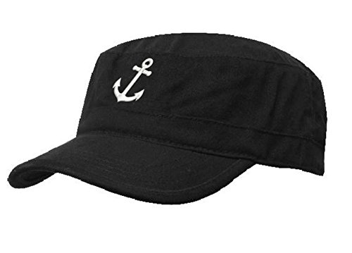 morefaz Kapitänsmütze Mütze Anker Army Military Baseballmütze Anchor Cap Schiff Yacht Captain (Black White) MFAZ Ltd von morefaz