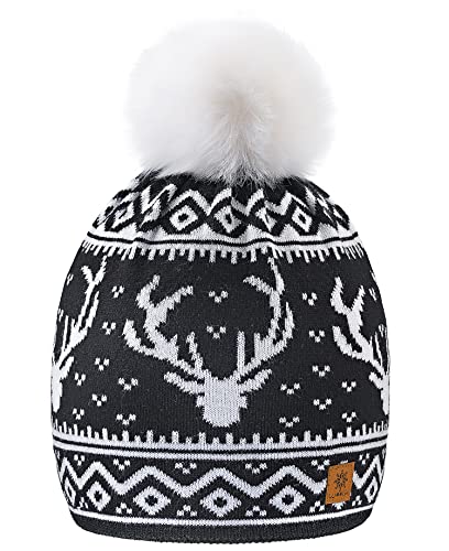 Morefaz Beanie Mütze London Wolle Strick Nordic mit Pom Pom Herren Damen Winter Warm Ski Snowboard Mützen MFAZ Ltd, Bruno 20, Einheitsgröße von morefaz