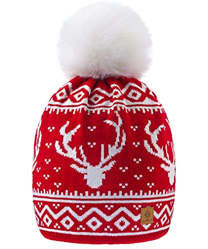 Morefaz MFAZ Ltd Beanie-Mütze, Wolle, gestrickt, nordisch, mit Ponpon, für Herren und Damen, Winter, warm, modisch, Ski, Snowboard, Mützen (Bruno 25), Bruno 25 von Morefaz