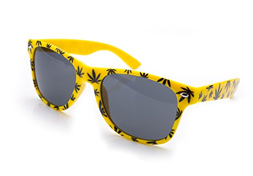 NEW Damen Herren UNISEX Retro Vintage Party 420 Sonnenbrille Brille Ganja Weed UV400 Morefaz(TM) (Yellow) von morefaz