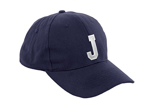 Morefaz Unisex Jungen Mädchen Mütze Baseball Cap Marineblau Hut Kinder Kappe Alphabet A-Z TM (J) von MFAZ Morefaz Ltd