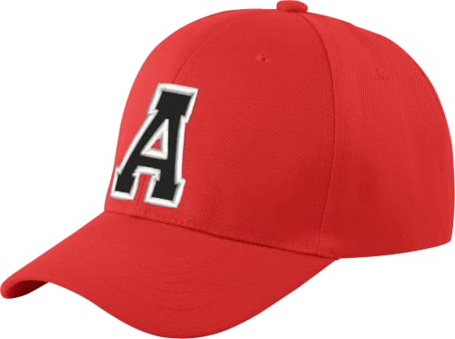 morefaz Unisex Jungen Mädchen Mütze Baseball Cap ROT Hut Kinder Kappe Alphabet A-Z TM (A) von morefaz