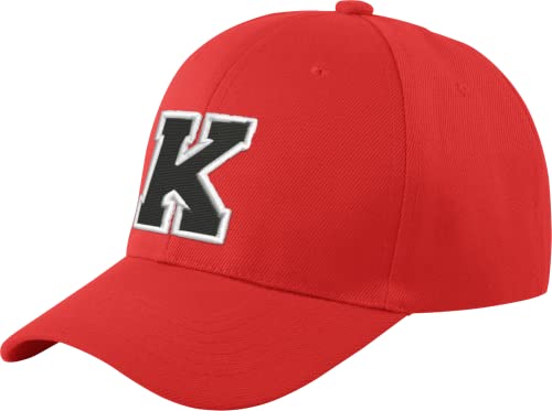Morefaz Unisex Jungen Mädchen Mütze Baseball Cap ROT Hut Kinder Kappe Alphabet A-Z TM (K) von MFAZ Morefaz Ltd