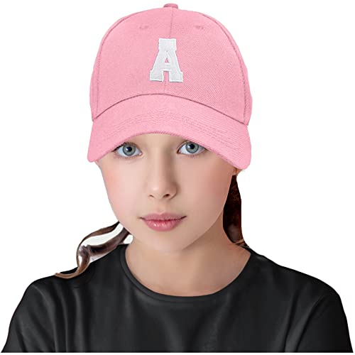 Morefaz Unisex Jungen Mädchen Mütze Baseball Cap Rosa Hut Kinder Kappe A-Z Letter MFAZ Ltd (A) von Morefaz