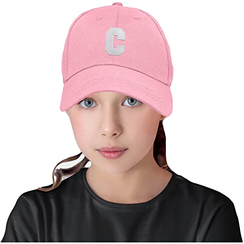 Morefaz Unisex Jungen Mädchen Mütze Baseball Cap Rosa Hut Kinder Kappe A-Z Letter MFAZ Ltd (C) von Morefaz