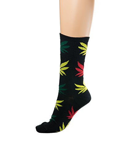 morefaz Socken Ganja Blatt Einmalige Anlage Weed Blatt drucken Unisex Baumwolle hohe Crew Athletische Rasta MFAZ Ltd (Socks Mix) von morefaz